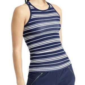 Athleta Renew racerback navy striped tank XL